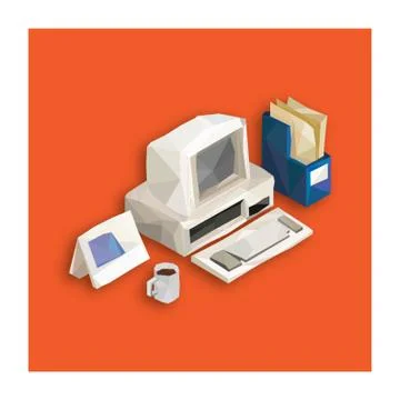 Old Computer Set 스톡 일러스트