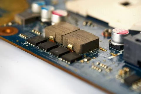 Old computer system unit with spiderweb and dust inside. Stock Photos