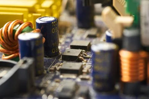 Old computer system unit with spiderweb and dust inside. Stock Photos