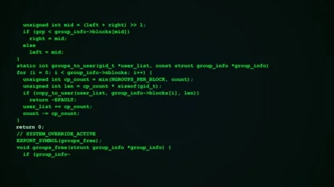 Old computer terminal. Green source code displayed on a  computer terminal Stock Footage 342205402