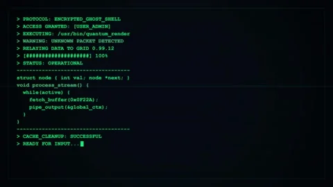 Old computer terminal. Retro green text computer terminal system boot Stock Footage 342205616