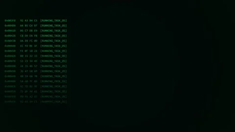Old computer terminal. Retro green hexadecimal code on vintage computer terminal Stock Footage 342205632