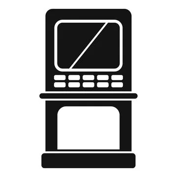 Old computer terminal standing on floor with buttons and screen Stock Illustration