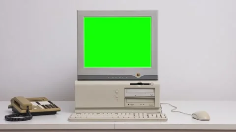 Old Computer is turned ON and OFF 4k Stock Footage 182847059