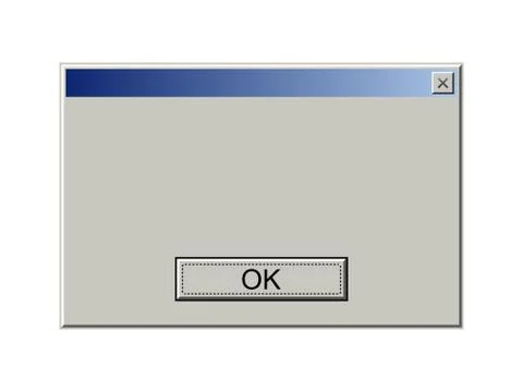 Old computer window with error message. Retro pc interface with problem or Illustrazione stock