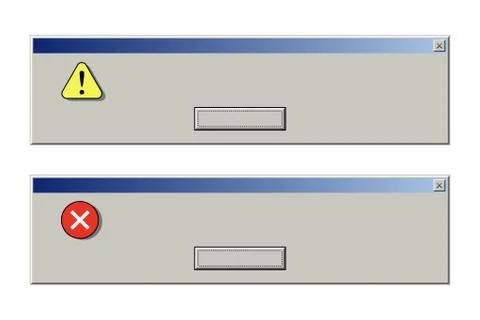 Old computer window with error message. Retro pc interface with problem or Stock Illustration