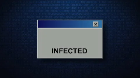 Old Computer Window with infected message. Stockbeeldmateriaal 178346914