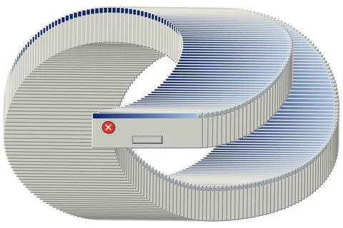 Old computer window with many blank error messages. Retro pc interface with Stock Illustration