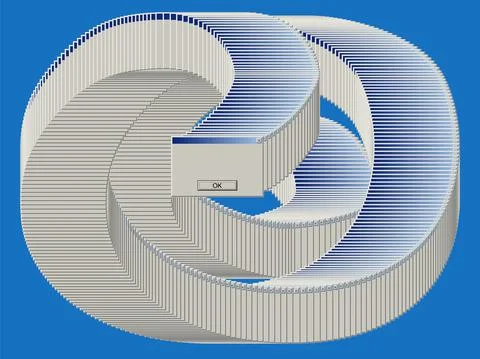 Old computer window with many blank error messages. Retro pc interface with Illustrazione stock