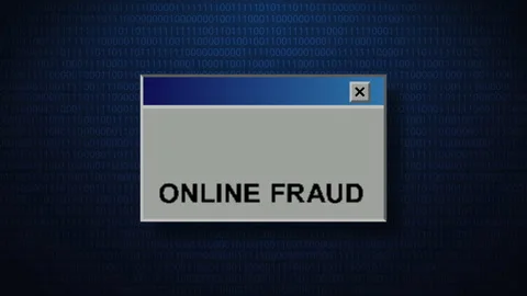 Old Computer Window with online fraud message Stockbeeldmateriaal 178357367