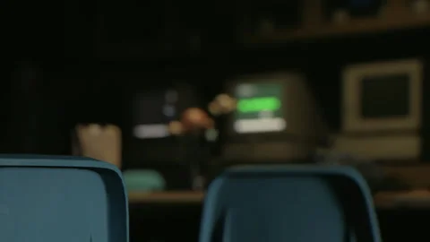 Old Computers Come to Life in a Vintage Office Setting Filled With Nostalgia Stock Footage 344542446