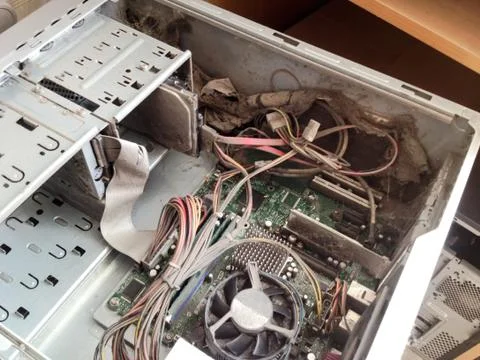 Old computers in the factory Stock Photos