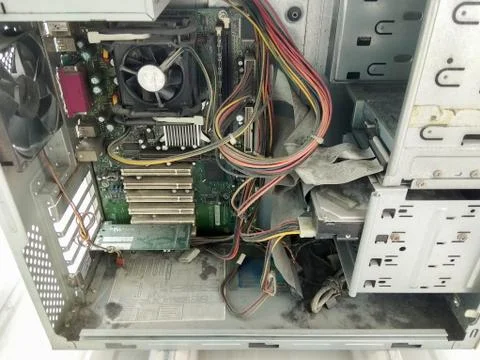 Old computers in the factory Stock Photos