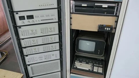 Old computing complex produced in 1970s -1980s. Top view Stock Footage 121665414