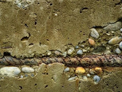 Old concrete panel with rebars Stock Photos
