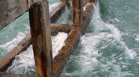 Old concrete pier Stock Footage 62336381