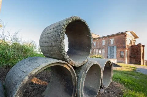 Old concrete tubes. Stock Photos