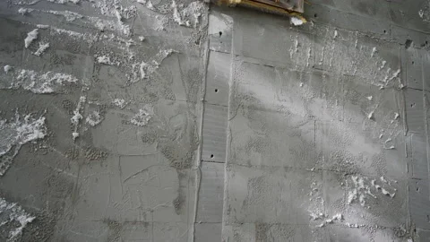 Old concrete wall and window prepared, old plaster torn off Stock Footage 158978279