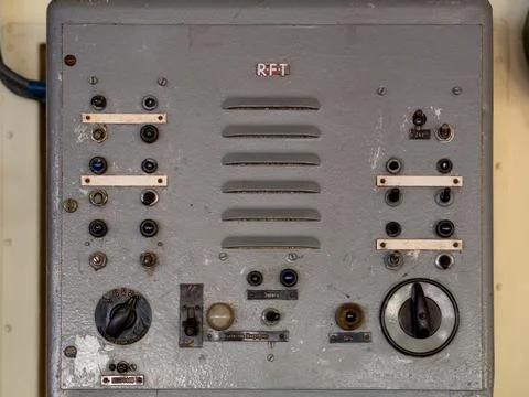 Old control panel button level of electronic equipment Stock Photos