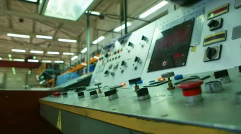 The old control panel in factory Stock Footage 39111999