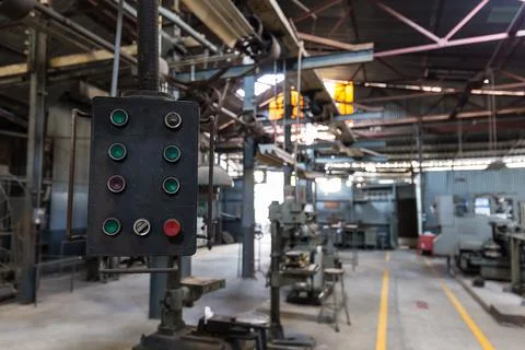 Old control panel of machine tool Stock Photos