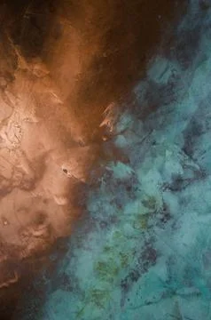 Old copper. Beautiful background fire and ice. green and blue copper patina Stock Photos