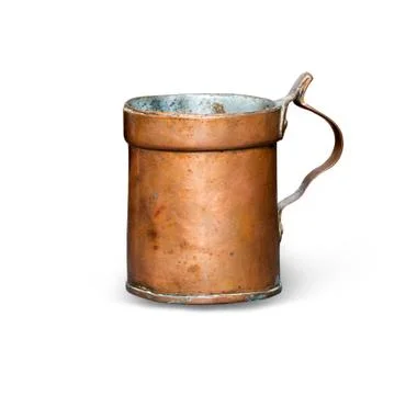 Old copper mug, isolated on white Stock Photos