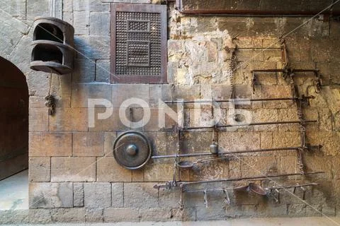 Old copper scale located at the courtyard of Gayer Anderson house Stock Photos