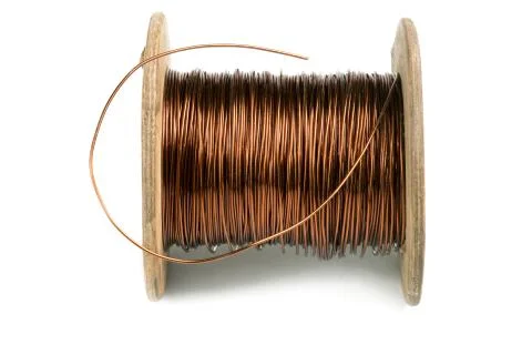 Old copper wire coil isolated on white background Stock Photos