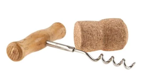 Old corkscrew isolated on white background Stock Photos