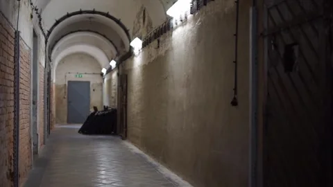 Old corridor of the old prison Stock Footage 246835218