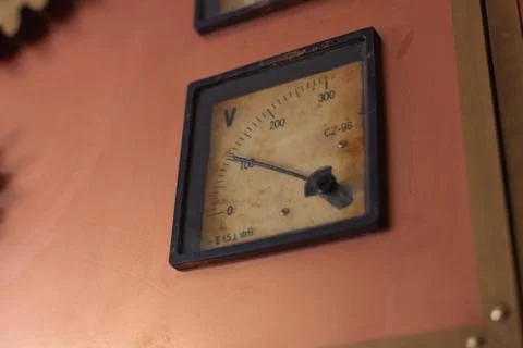 Old counter on the copper control panel Stock Photos