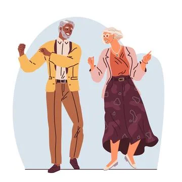 Old couple dance. Vector illustration. Holding hands while dancing. Old イラスト素材