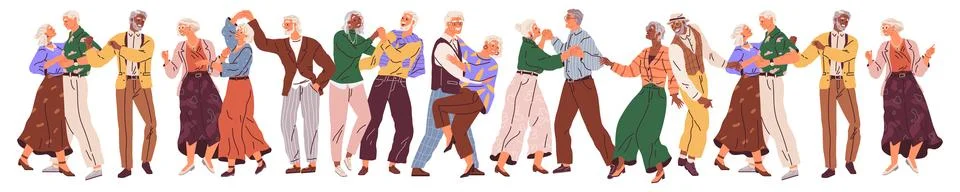 Old couple dance. Vector illustration. Grandpa does dance support, grandma Stock Illustration
