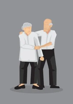 Old Couple Holding Hands Vector Illustration イラスト素材