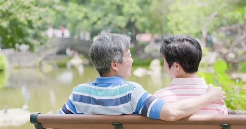 Old couple look somewhere Stock Footage 90879572
