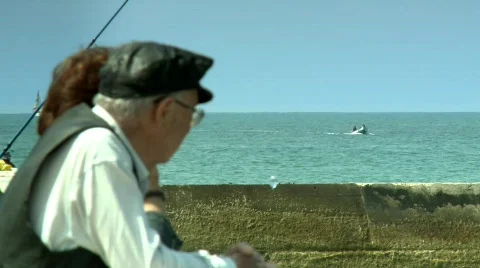 Old couple next the ocean Stock Footage 464208