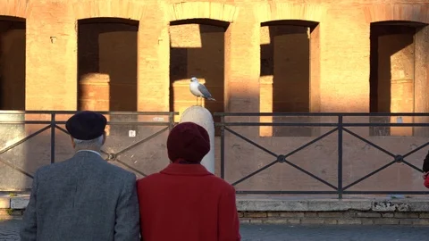 Old couple  in rome Stock Footage 125712173