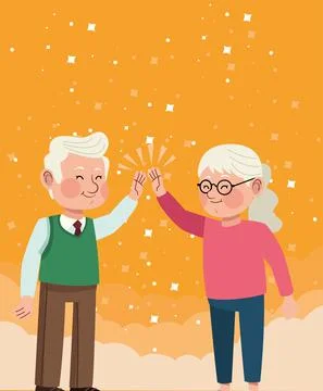 Old couple shaking hands イラスト素材