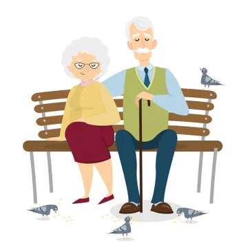 Old couple sitting. Stock Illustration