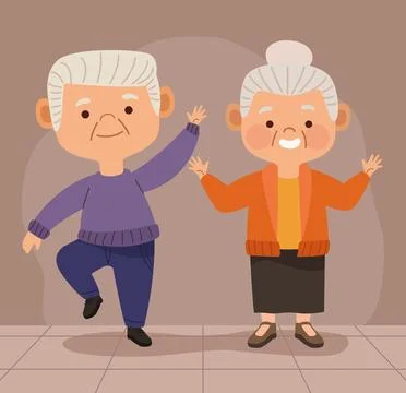 Old couple smiling Stock Illustration