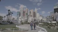 Old Couple Walking Alone On Empty Las Vegas Strip During Corona Virus Stock Footage