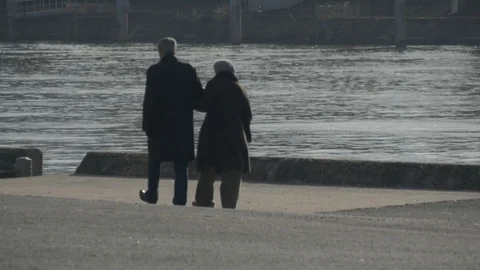 An old couple walking 스톡 동영상 87344971