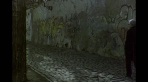 Old Couple Walking in Prague, Super 8 Stock Footage 49977465