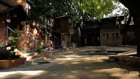 Old courtyard in Odessa Stock Footage 70146537