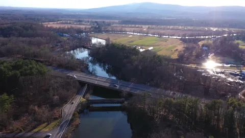 Old Covered Bridge - Perrine's Covered Bridge - Wallkill River - Hudson Valley Video stock 172115644