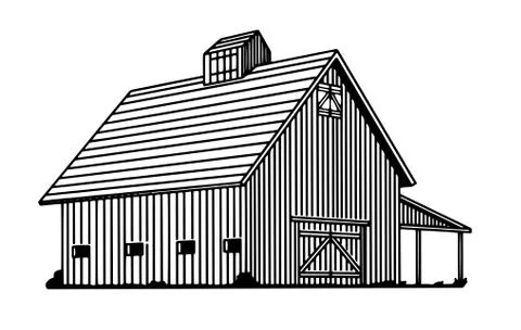 Old Cow Barn Stock Illustration