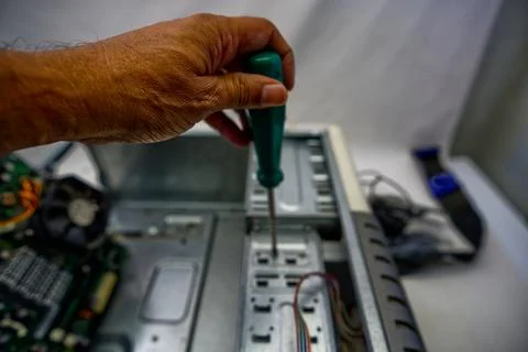 Old CPU with its main components Foto stock