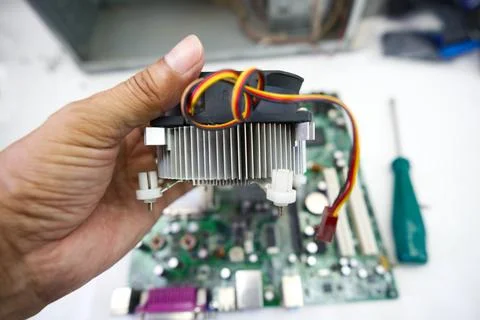 Old CPU with its main components 스톡 사진
