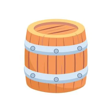 An old cracked barrel with hoops. Vector illustration in cartoon style. Pirate Illustrazione stock